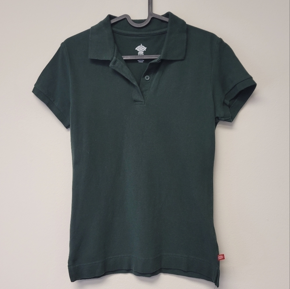 Dickies Girl Short Sleeve Pique Polo Shirt Hunter Green L